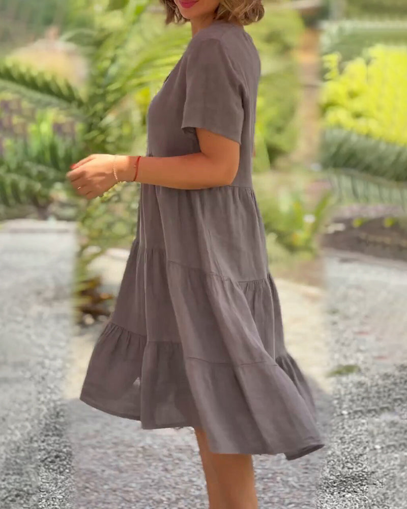 Nathalie™ | Effen jurk met V-hals