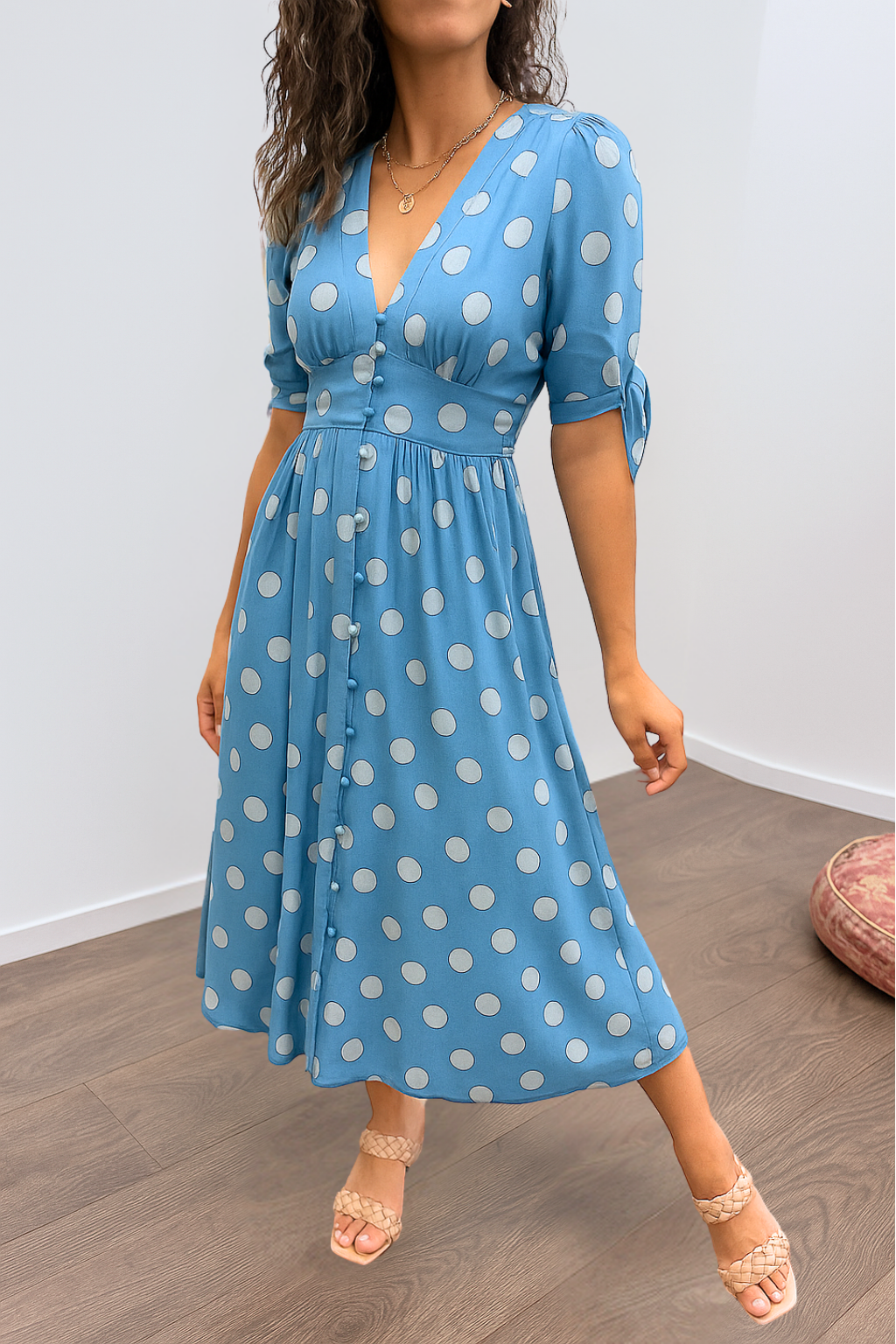 Brigitte™ | Elegante stippen jurk met V-hals