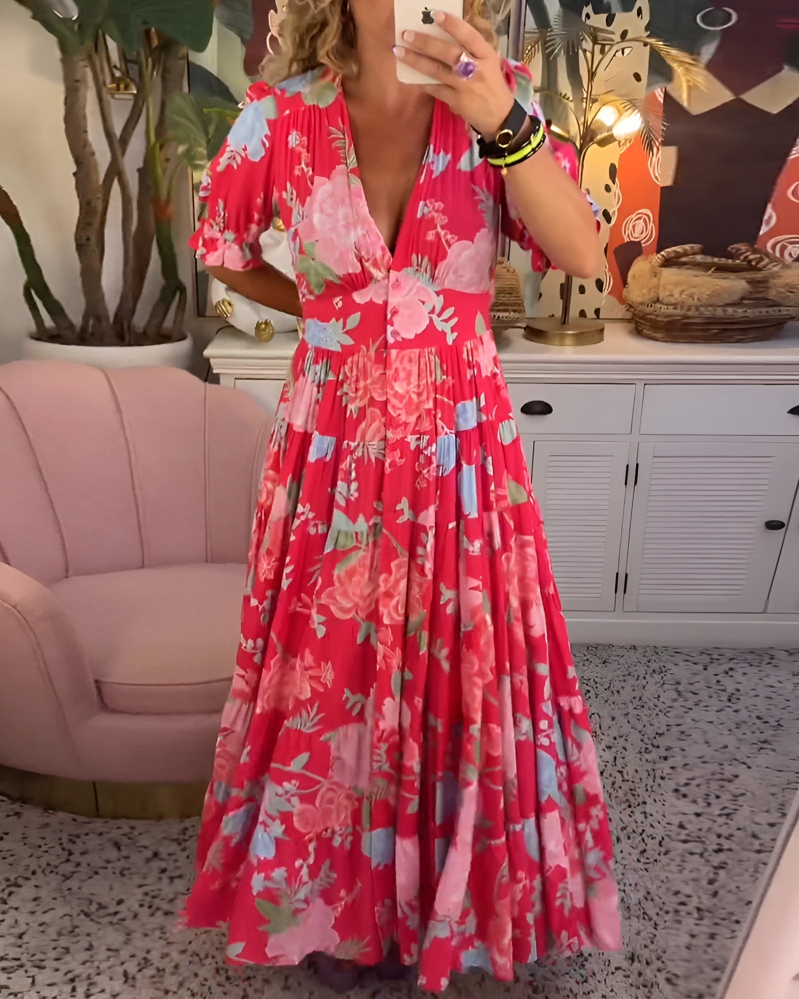 Mieke® | V-hals Zomerjurk met bloemenprint
