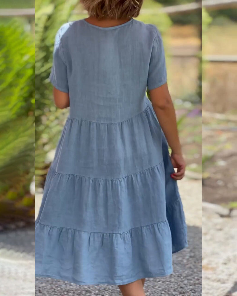 Nathalie™ | Effen jurk met V-hals