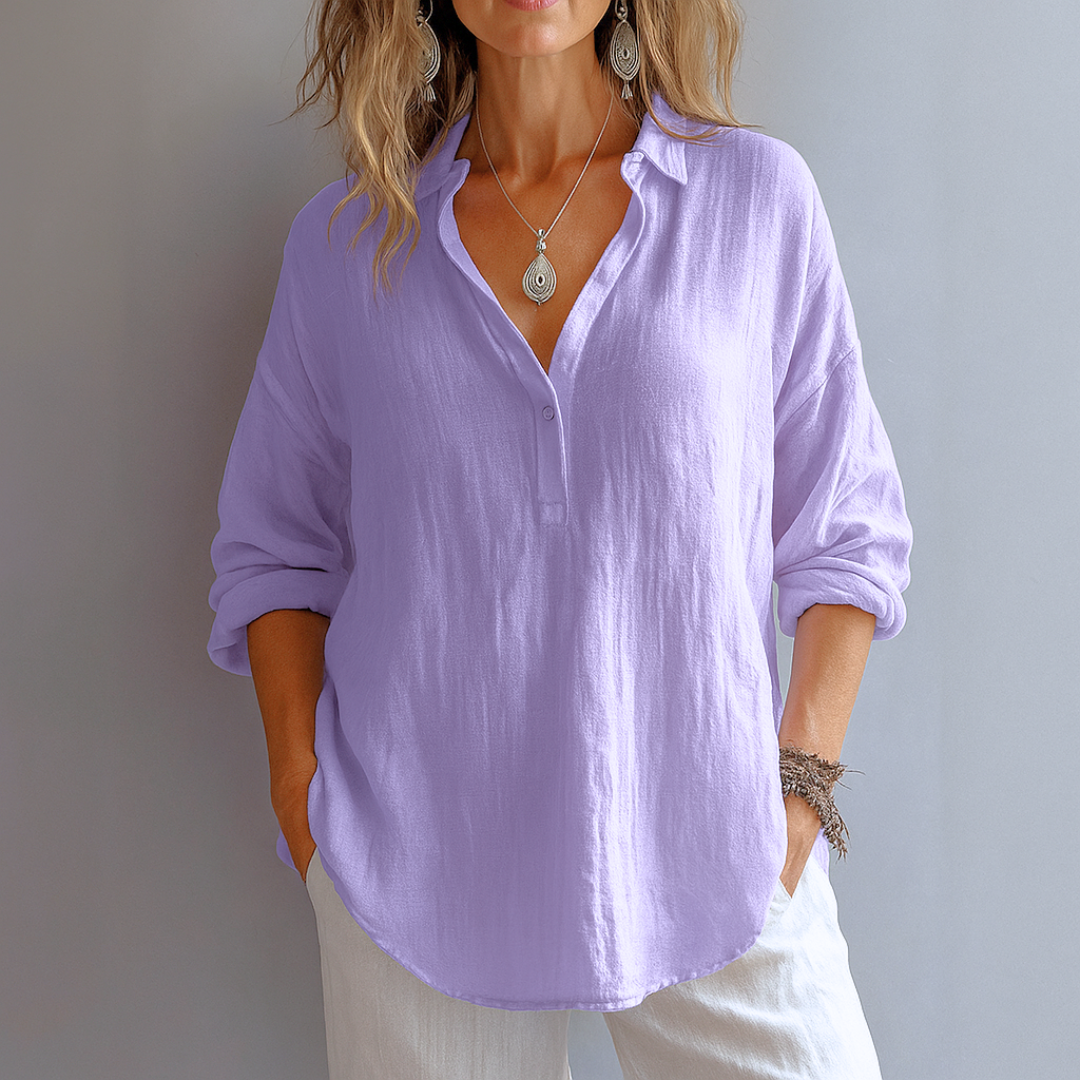 Marianne™ | Elegante linnen blouse met V-hals