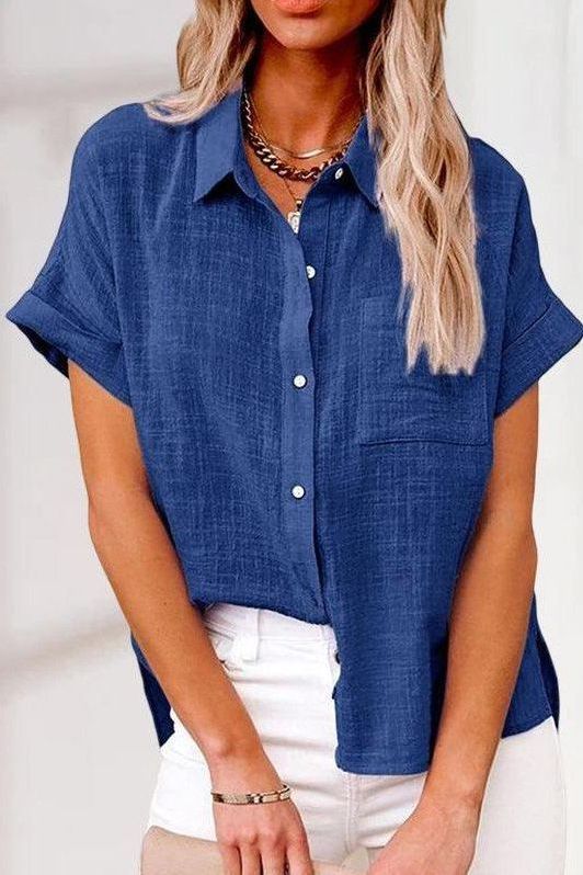 Eva™ | Comfortabele linnen overhemdblouse