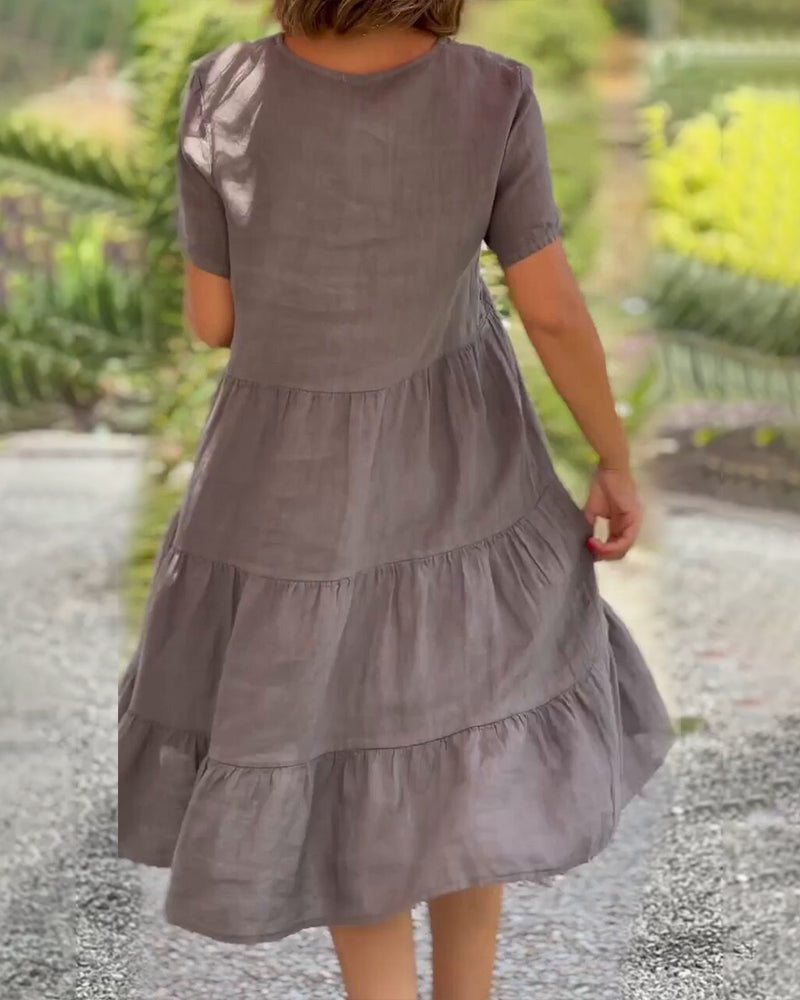 Nathalie™ | Effen jurk met V-hals