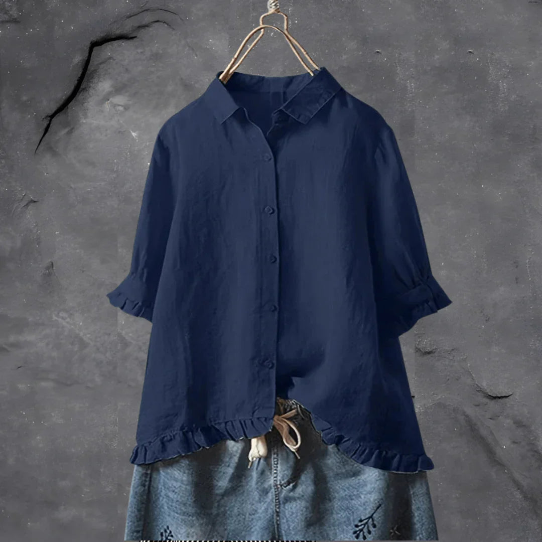 Dinie™ | Elegante Katoenen Blouse Met Korte Mouwen