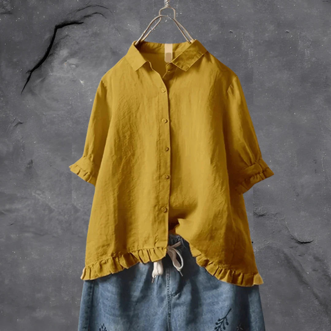 Dinie™ | Elegante Katoenen Blouse Met Korte Mouwen