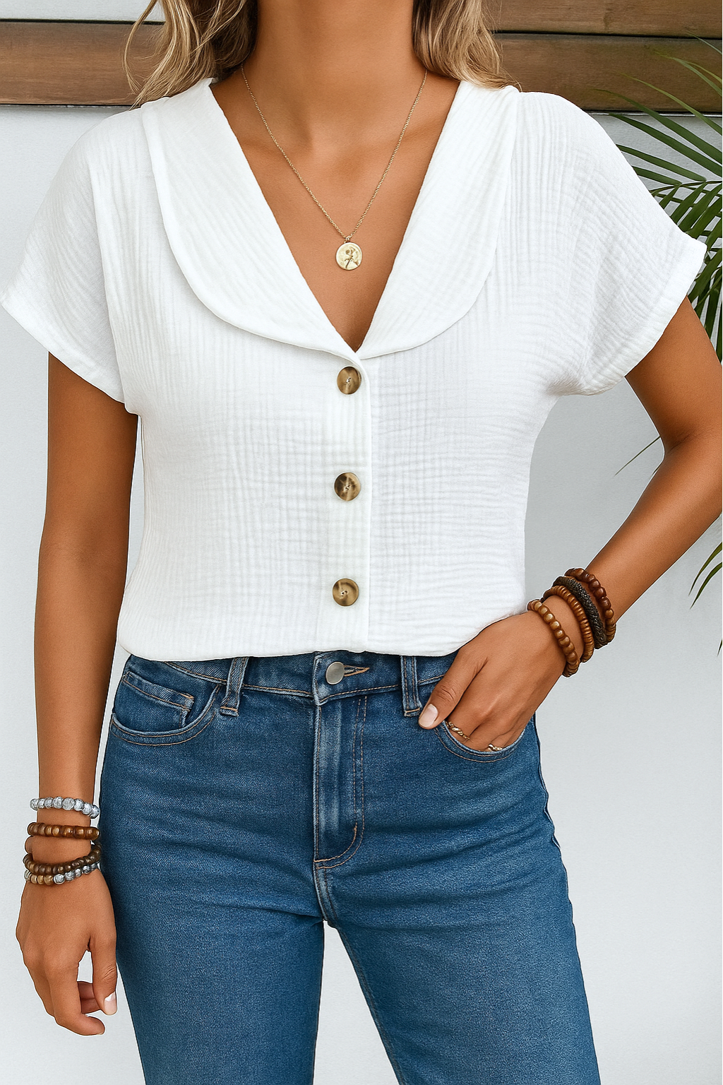 Marijke™ | Blouse met kraag en knopen
