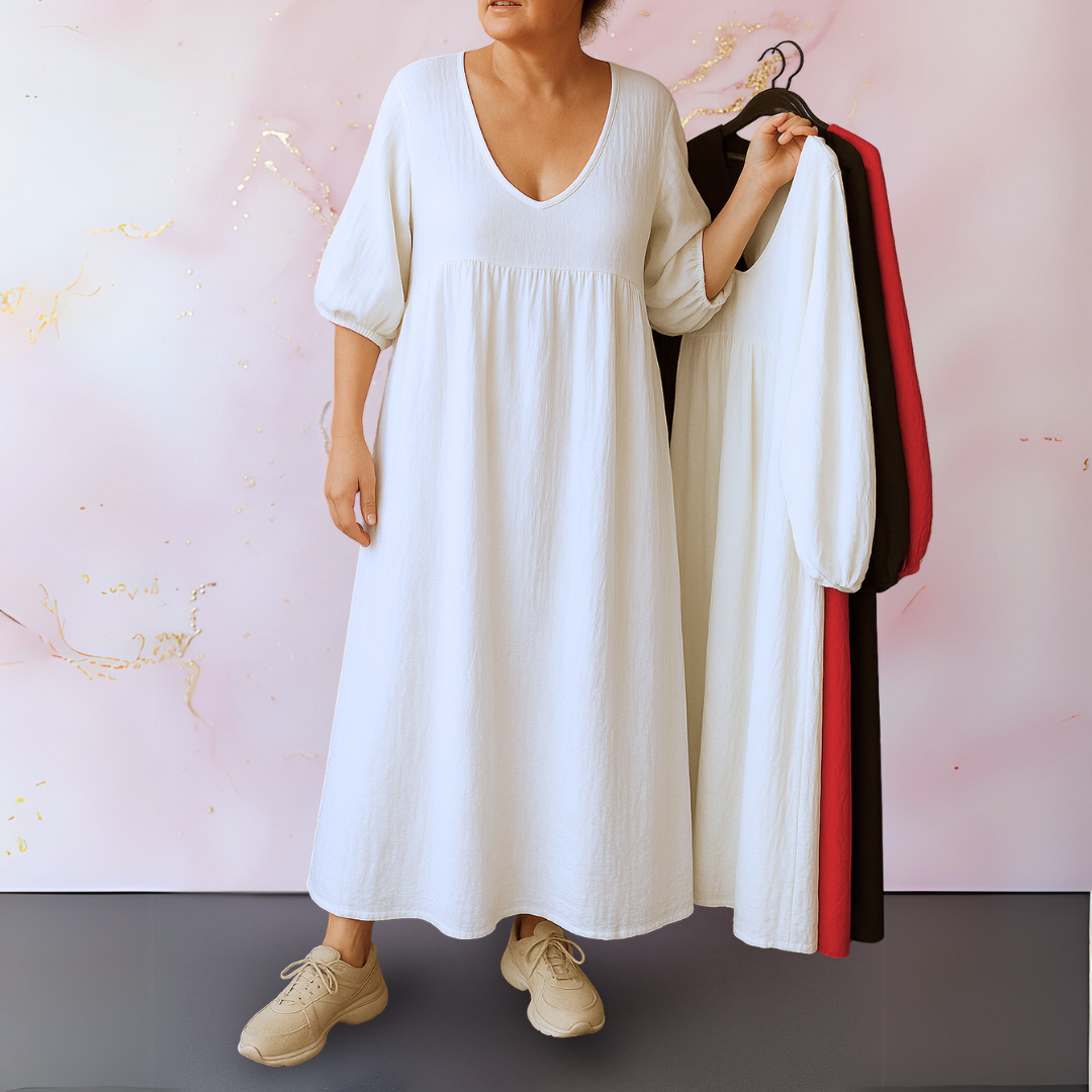 Anita™ | Effen jurk met V-hals