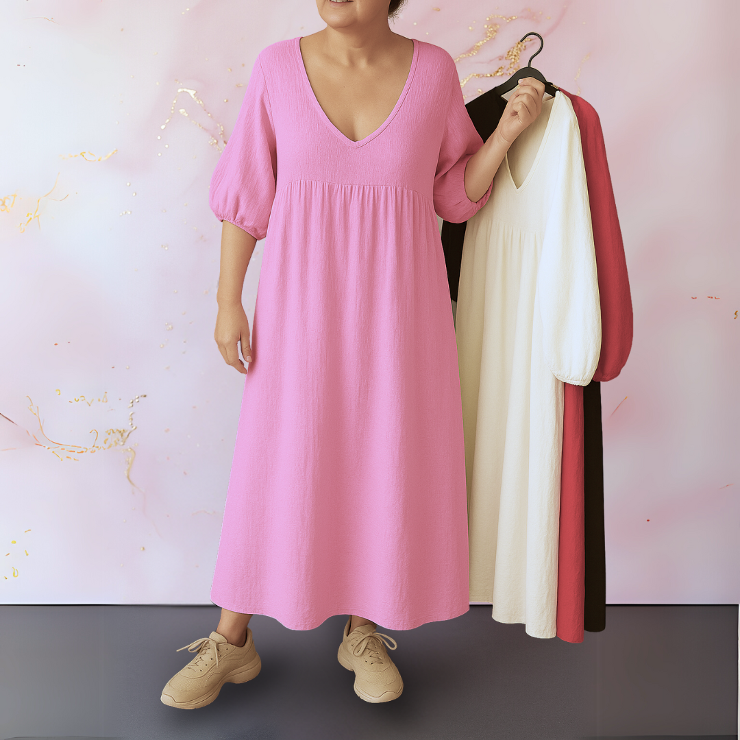 Anita™ | Effen jurk met V-hals
