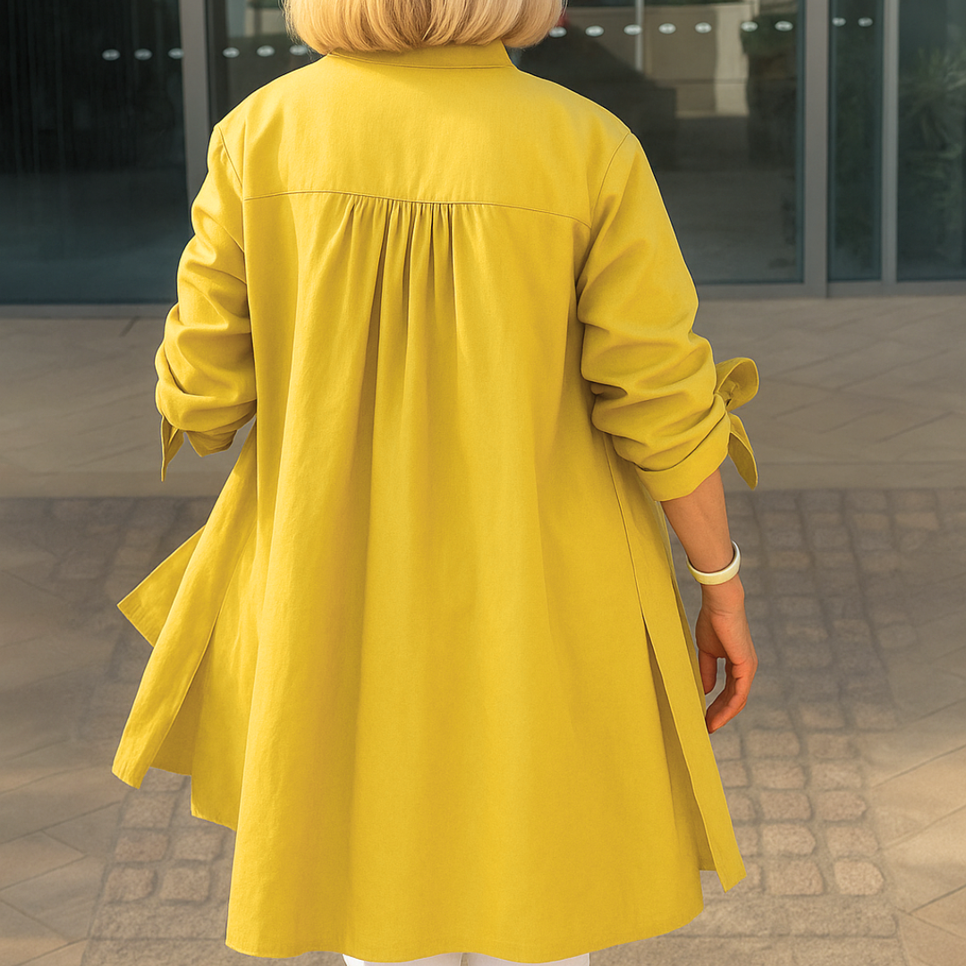 Louise™ | Effen overhemd blouse met strik mouwen