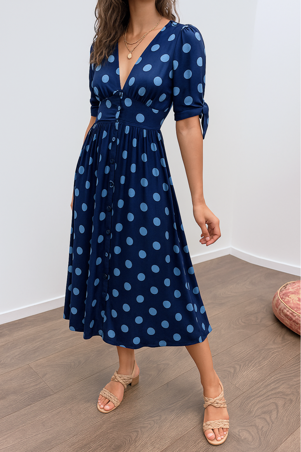 Brigitte™ | Elegante stippen jurk met V-hals