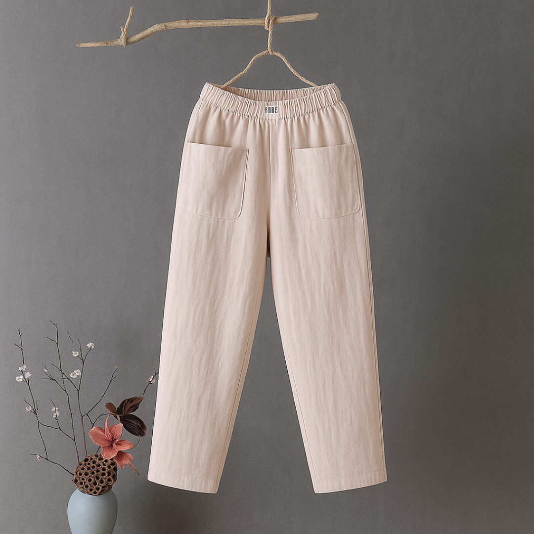 Erika™ | Casual broek van katoen en linnen met elastiek in de taille