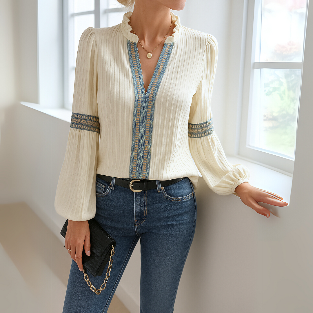Petra™ | Kanten blouse met V-hals