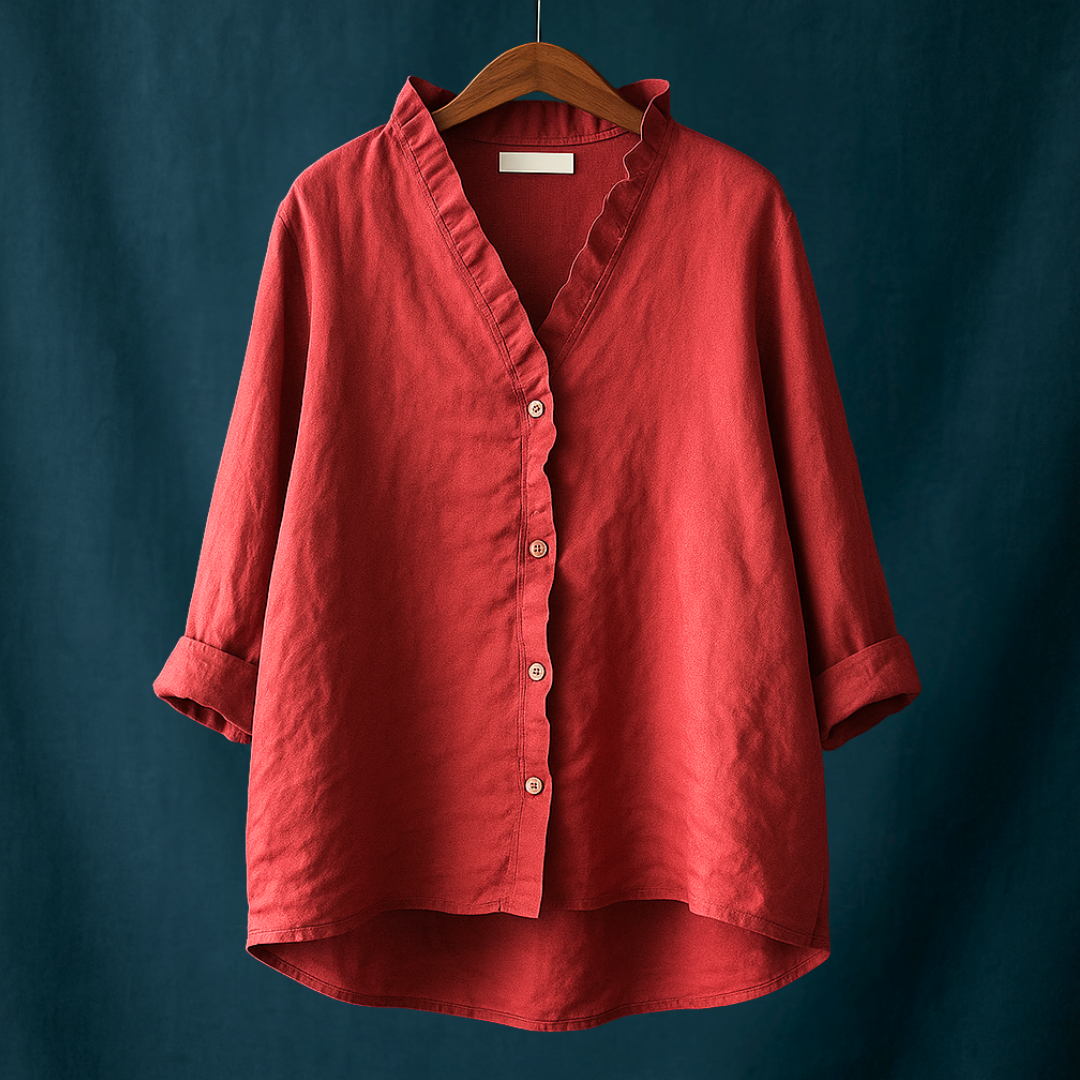 Joyce™ | Effen blouse met V-hals