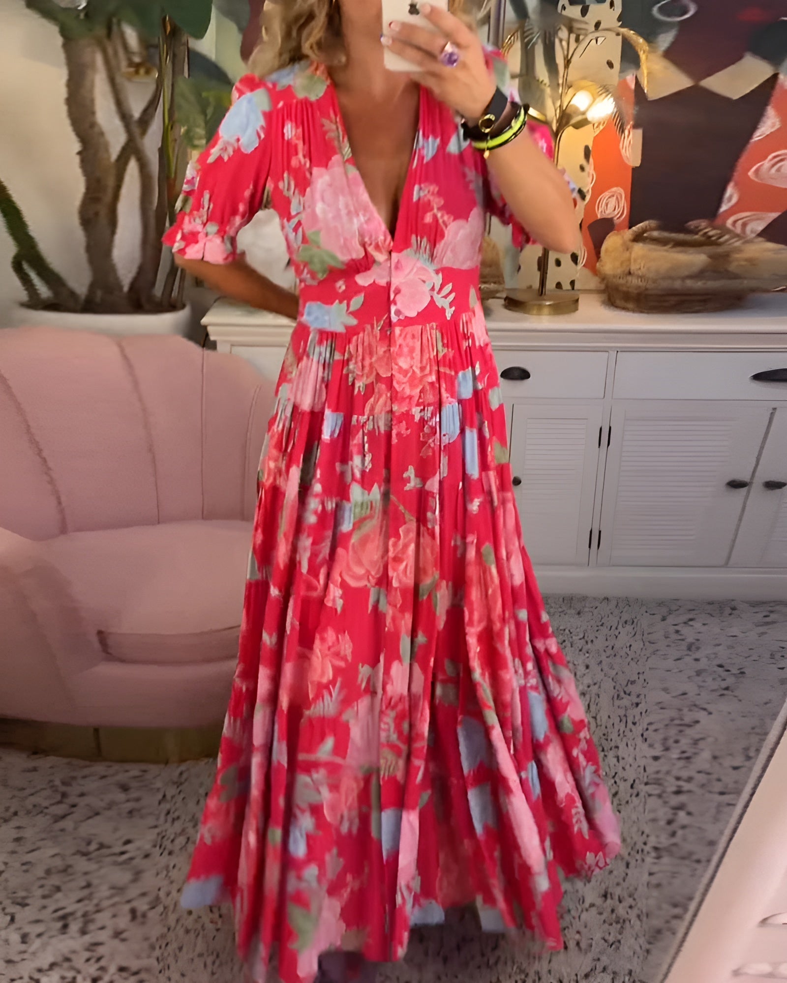 Mieke® | V-hals Zomerjurk met bloemenprint