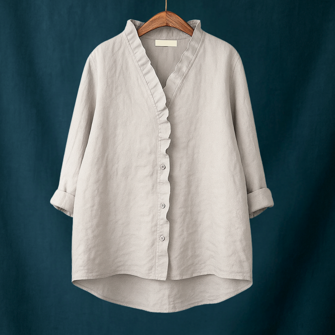 Joyce™ | Effen blouse met V-hals