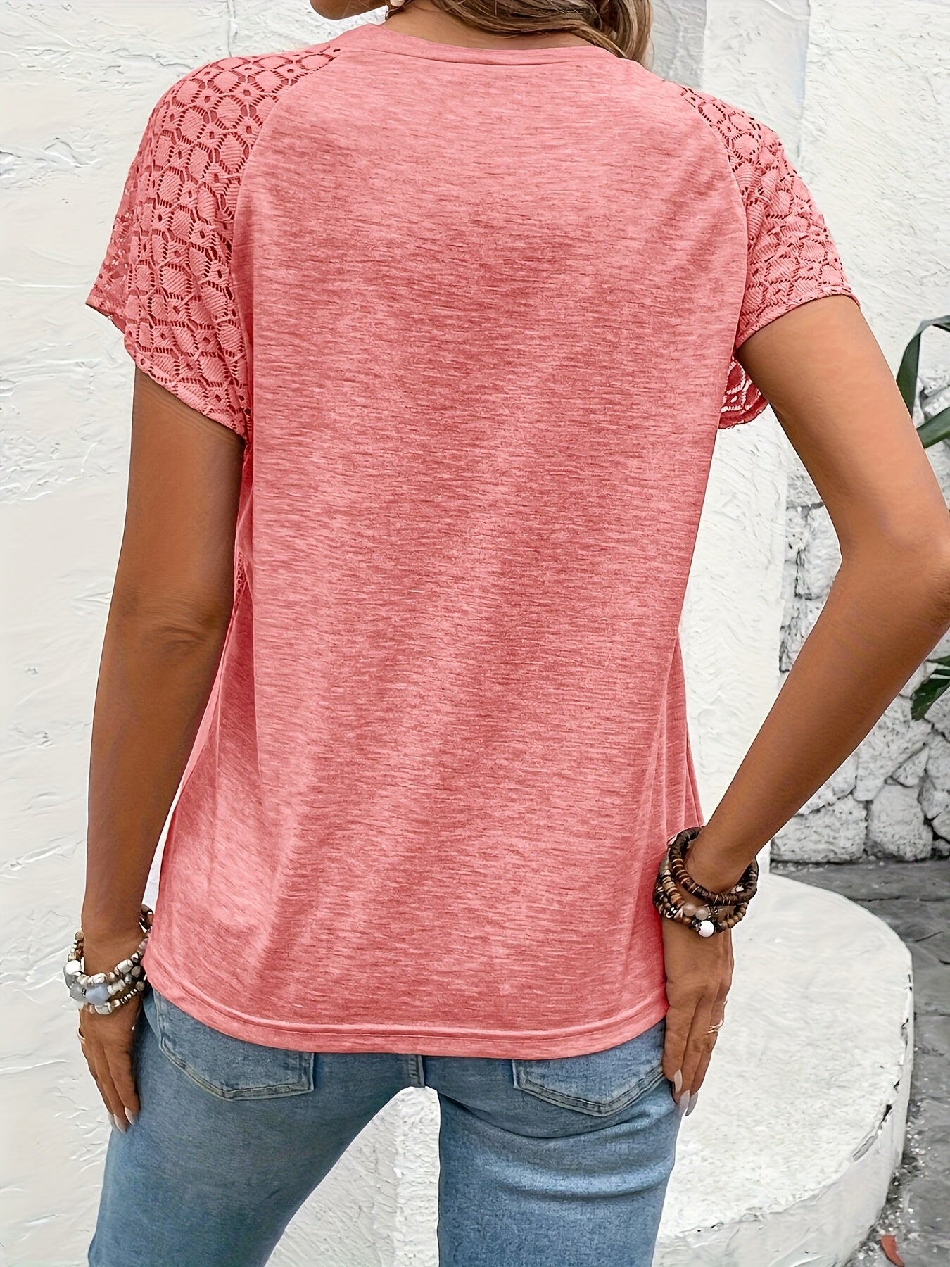 Nancy™ | Elegante Blouse met ronde hals en kanten mouwen