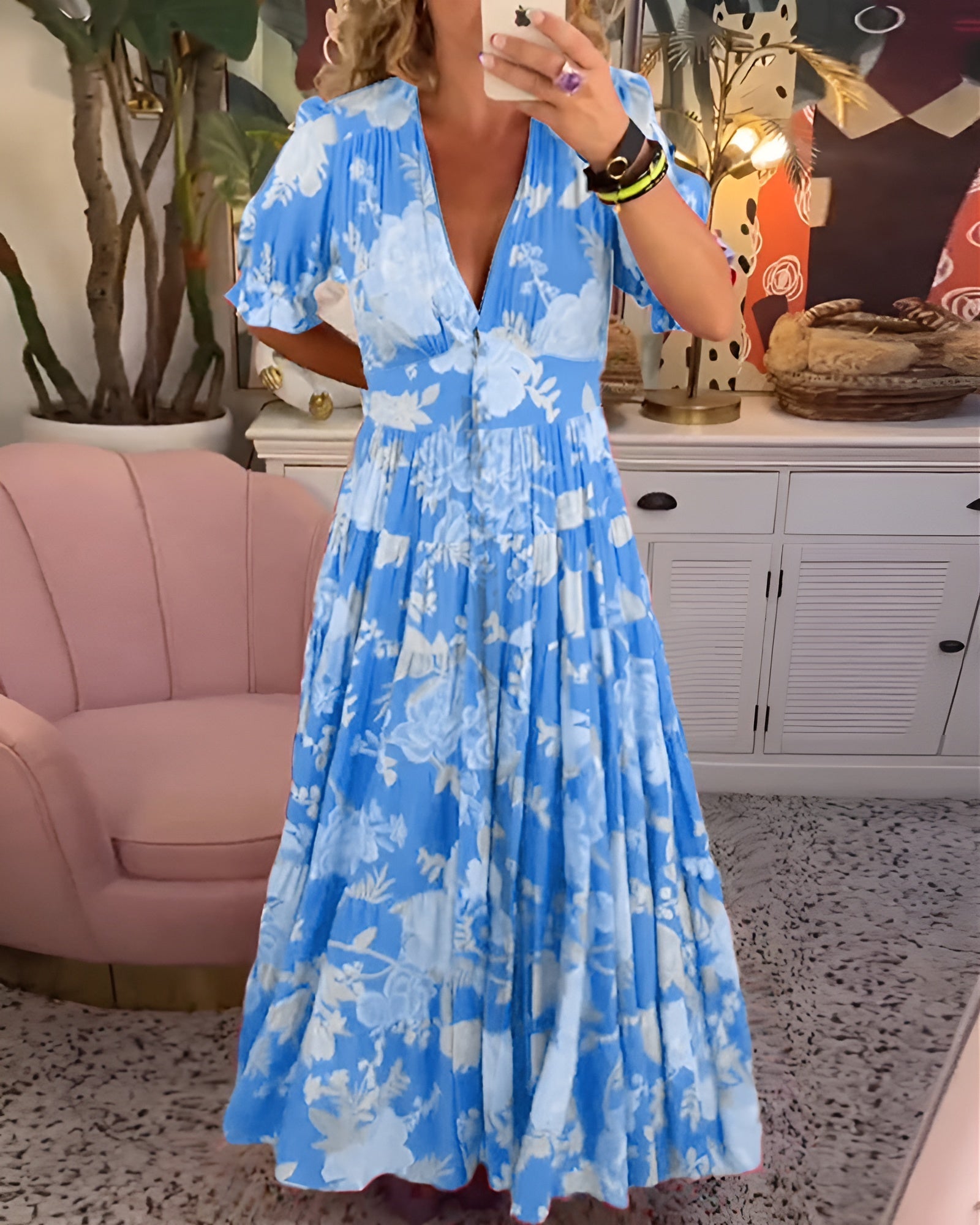 Mieke® | V-hals Zomerjurk met bloemenprint