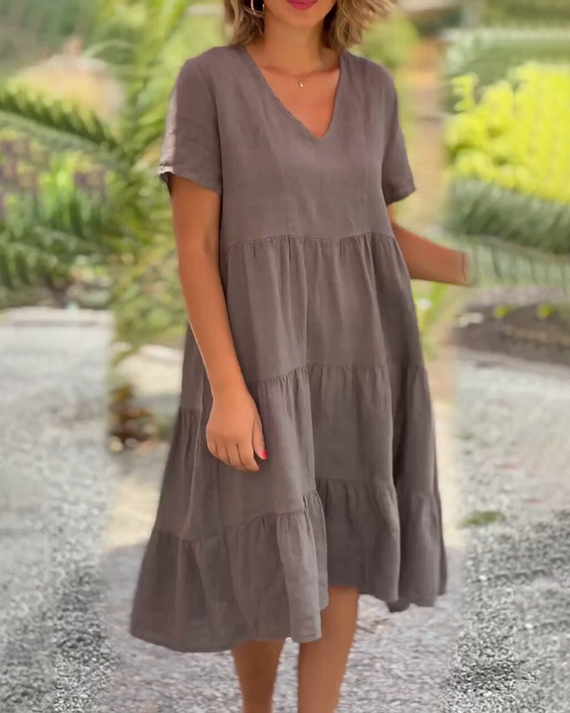 Nathalie™ | Effen jurk met V-hals