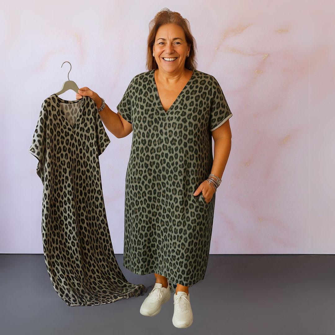 Sonja™ | Panterprint jurk met V-hals