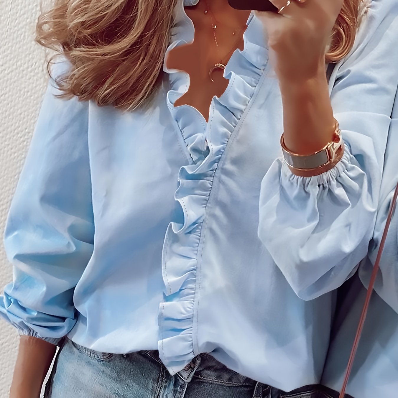 Angelique™ | Blouse met V-hals en ruches