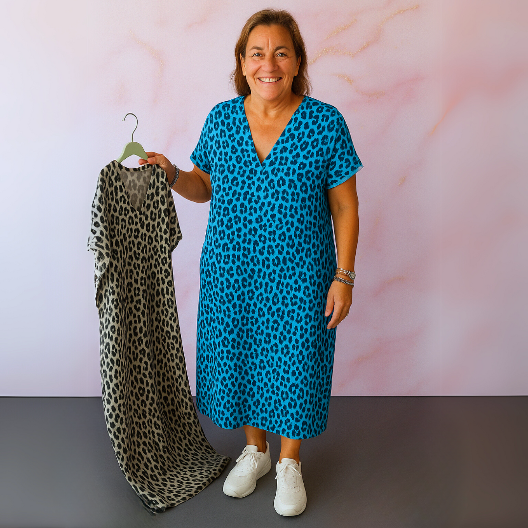 Sonja™ | Panterprint jurk met V-hals