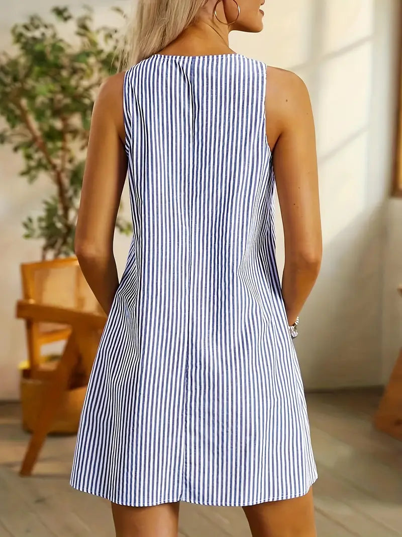 Sophie™ | Stijlvolle gestreepte zomerjurk met zakken