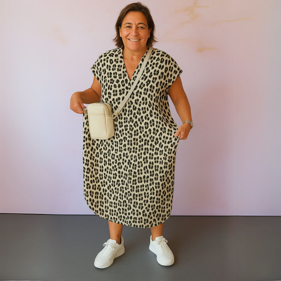 Sonja™ | Panterprint jurk met V-hals