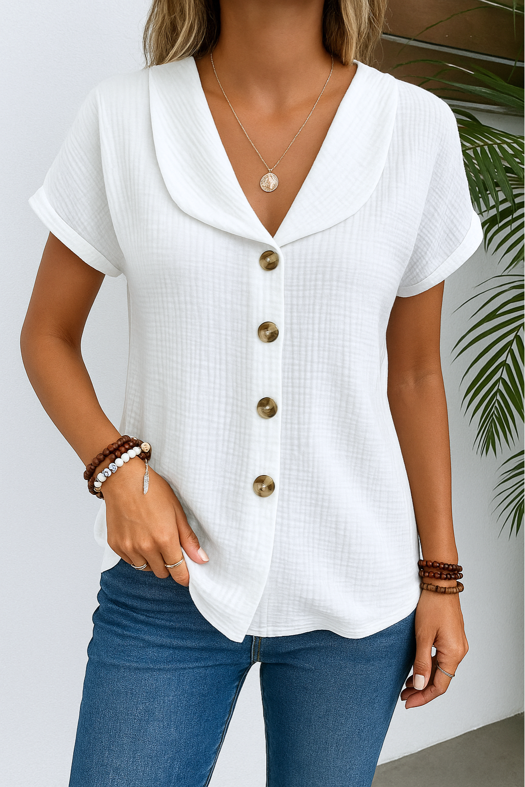 Marijke™ | Blouse met kraag en knopen
