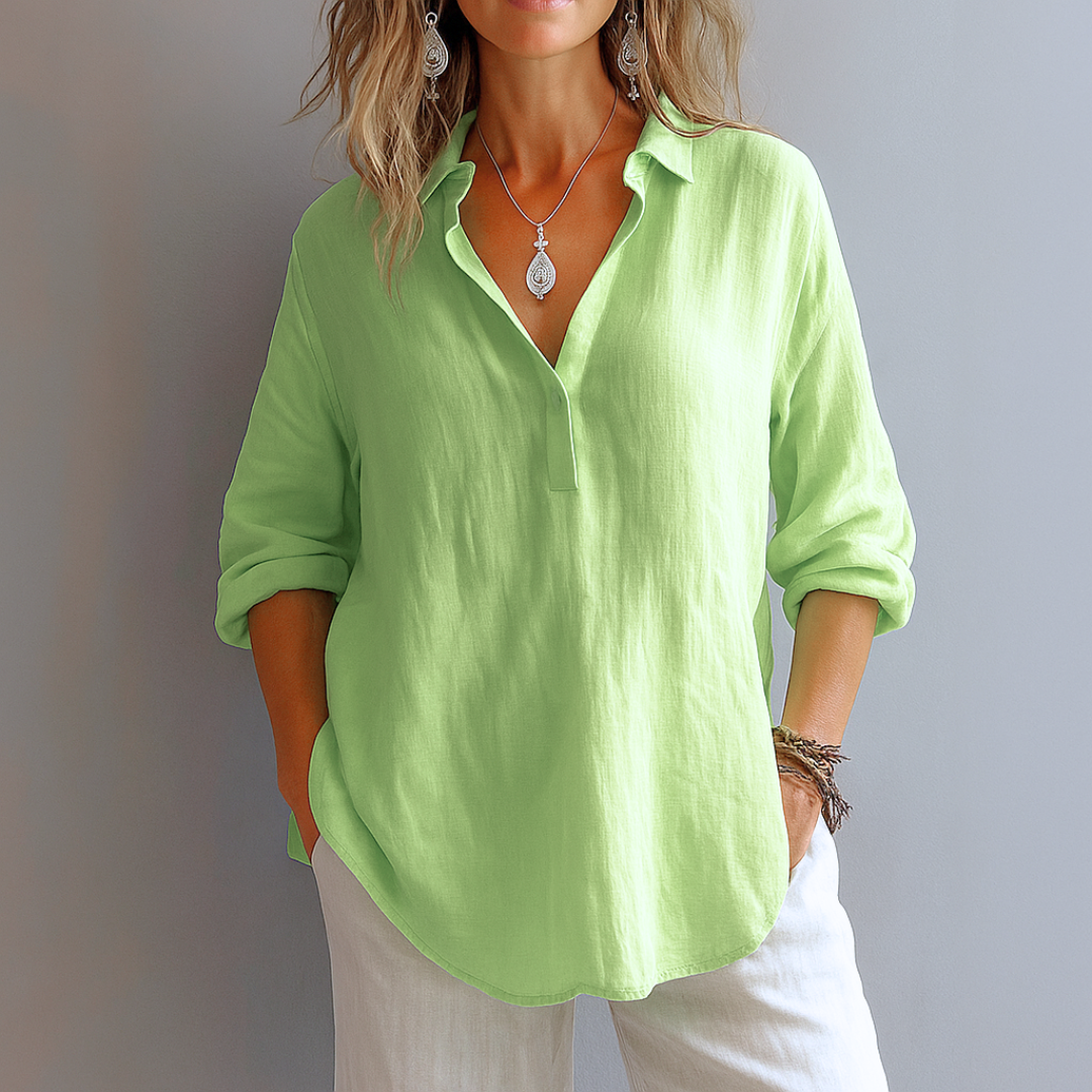 Marianne™ | Elegante linnen blouse met V-hals
