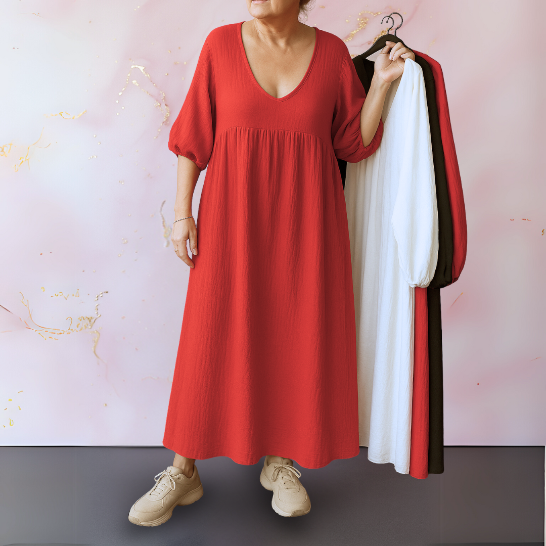 Anita™ | Effen jurk met V-hals