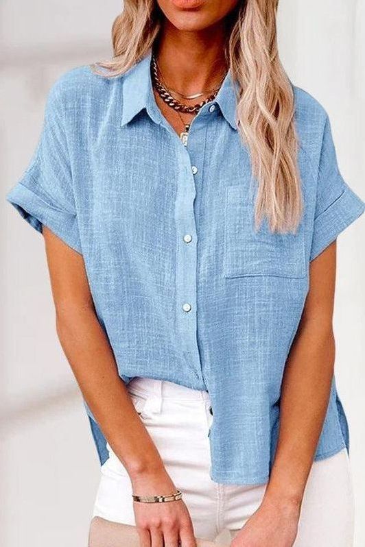 Eva™ | Comfortabele linnen overhemdblouse