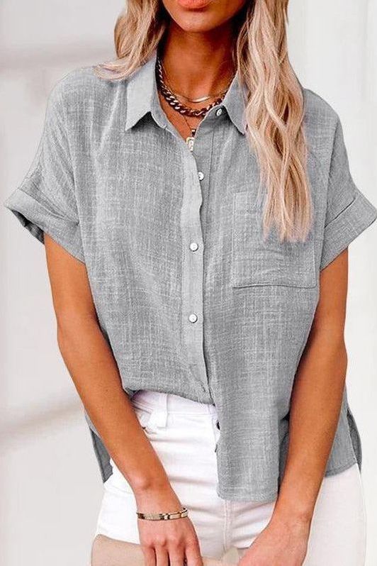 Eva™ | Comfortabele linnen overhemdblouse