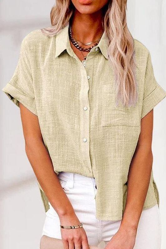 Eva™ | Comfortabele linnen overhemdblouse