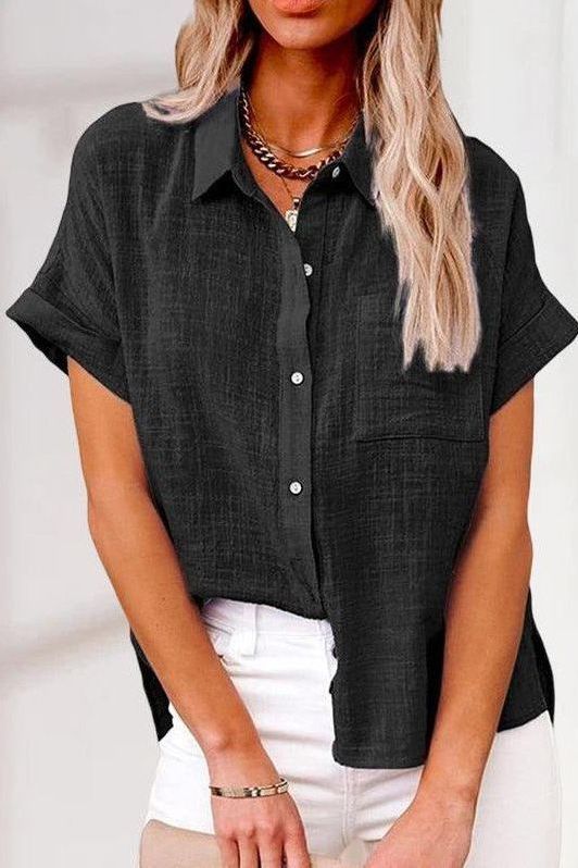 Eva™ | Comfortabele linnen overhemdblouse